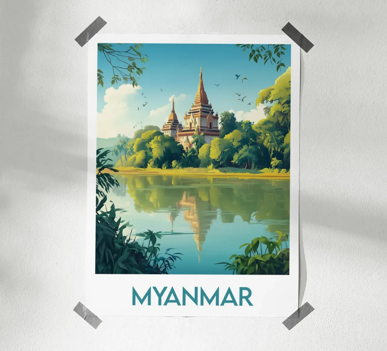 Affiche Myanmar poster con telaio in legno da Frame the World