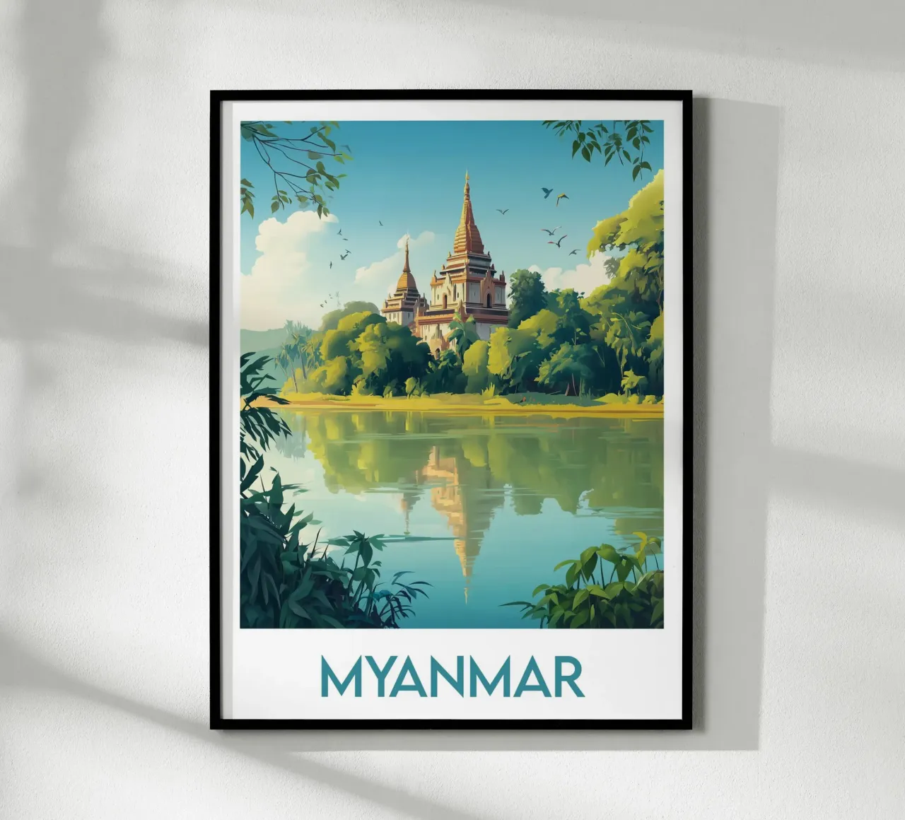 Affiche Myanmar poster con telaio in legno da Frame the World