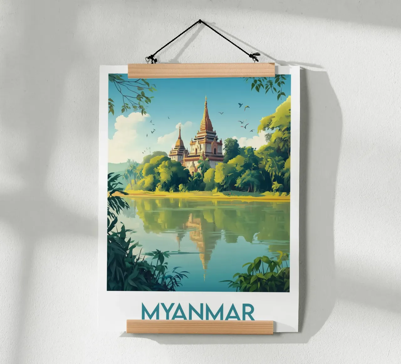 Affiche Myanmar poster con telaio in legno da Frame the World