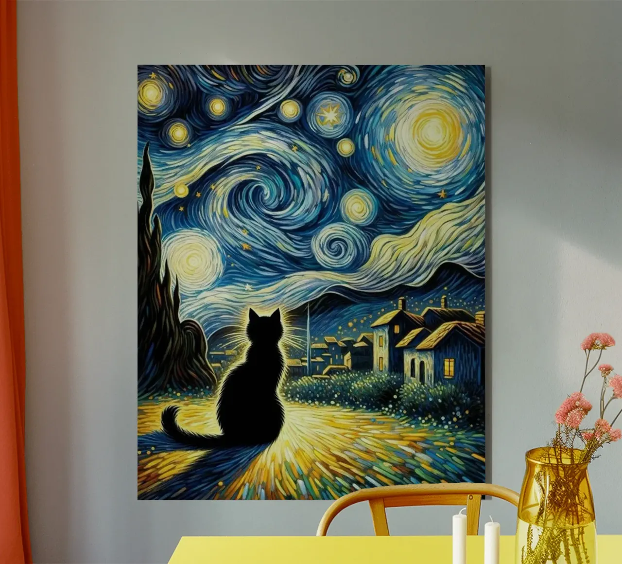 Gatto di notte alluminio dibond da Waylons Studio