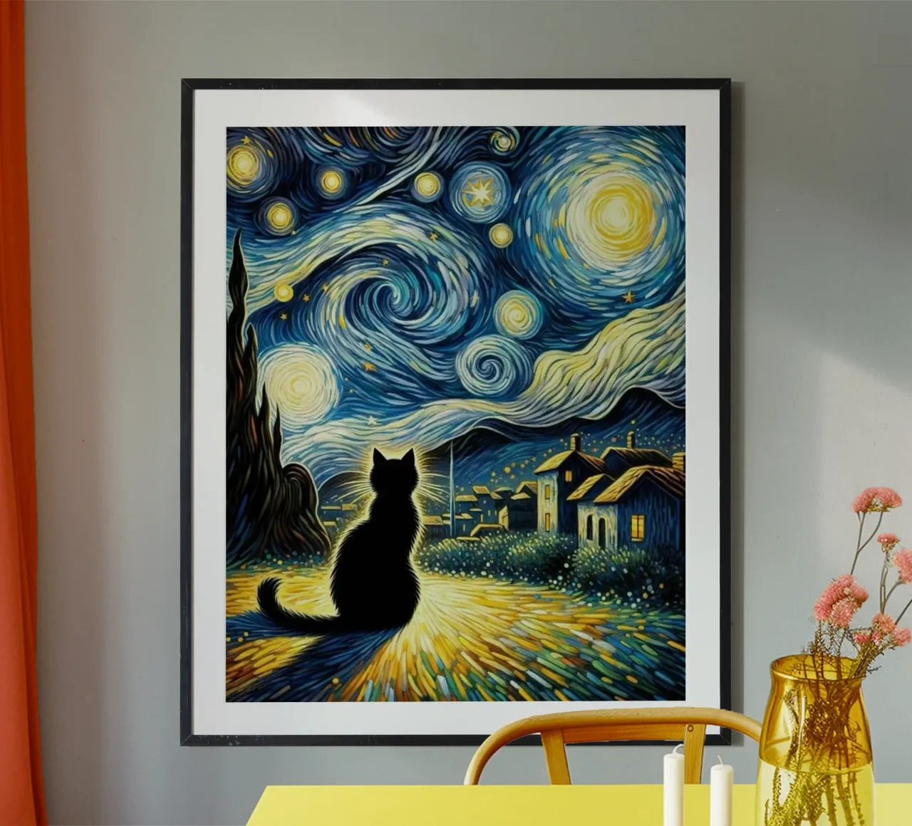 Gatto di notte poster da Waylons Studio