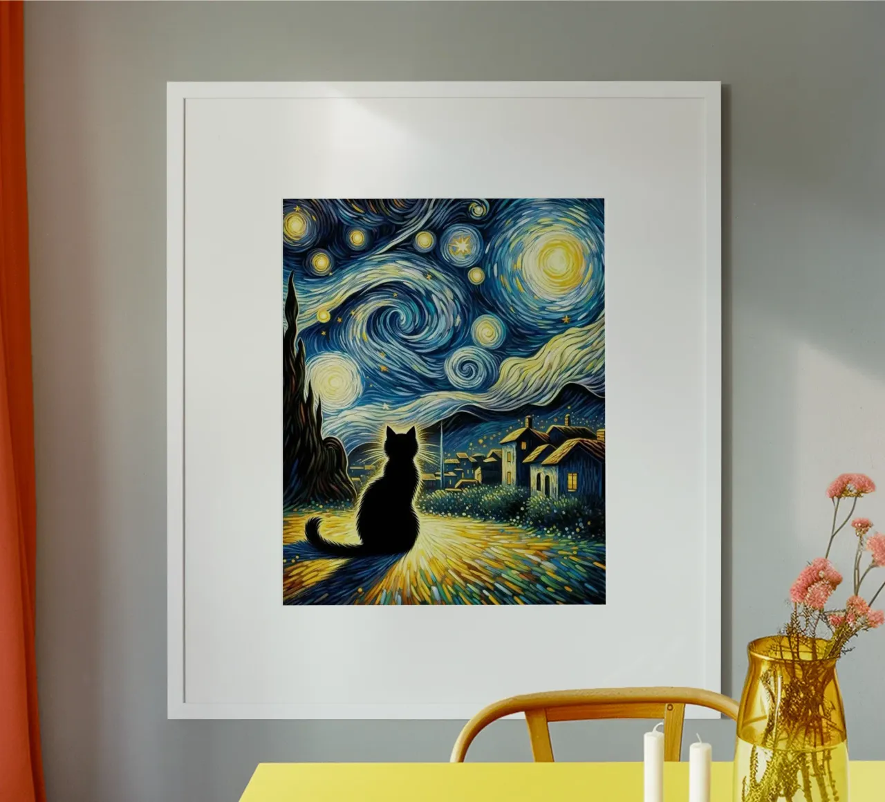 Gatto di notte poster da Waylons Studio