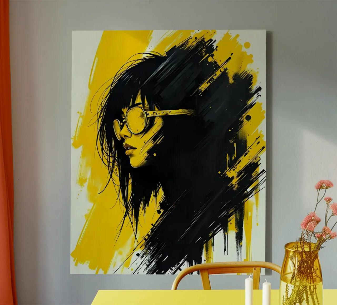 Portret-stil_C_7 canvas met Baklijst van schwarz-gelb by LK
