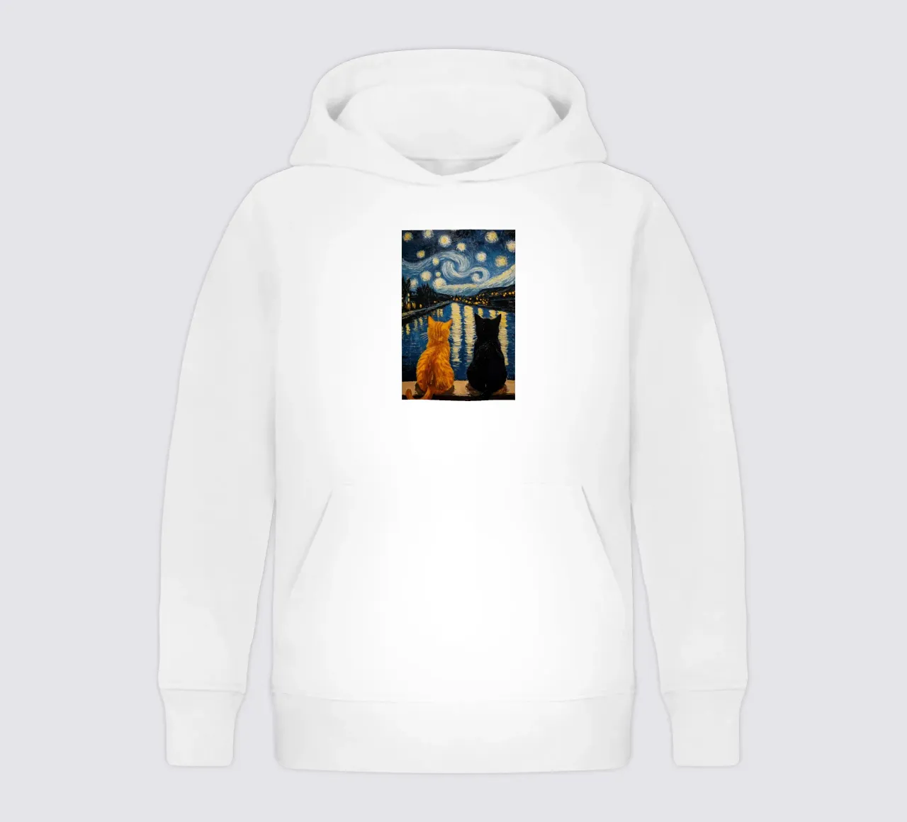 Due gatti di notte felpa bambino con cappuccio da Waylons Studio