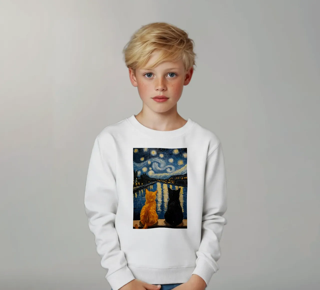 Due gatti di notte felpa bambino da Waylons Studio