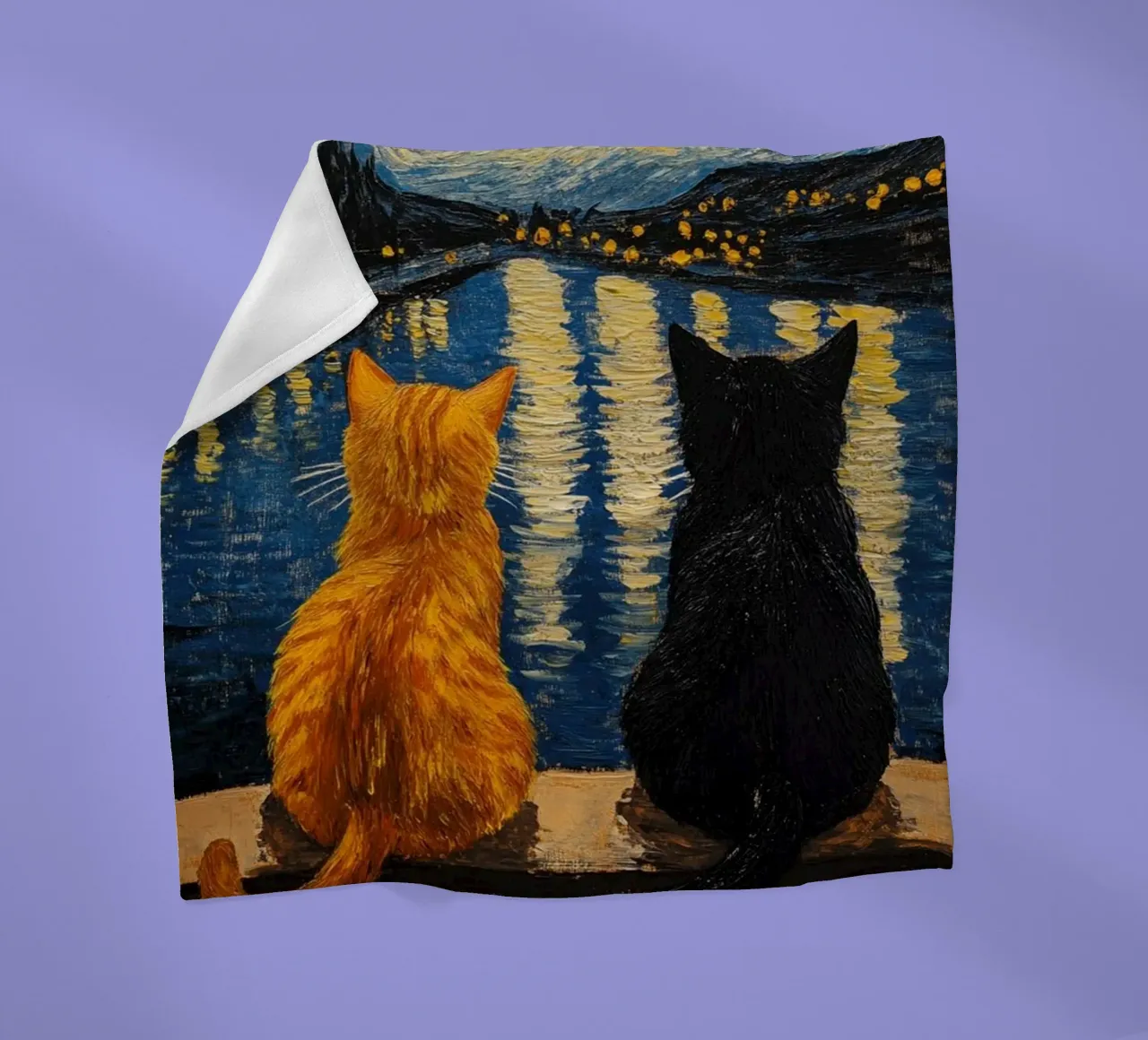 Due gatti di notte coperta in pile da Waylons Studio