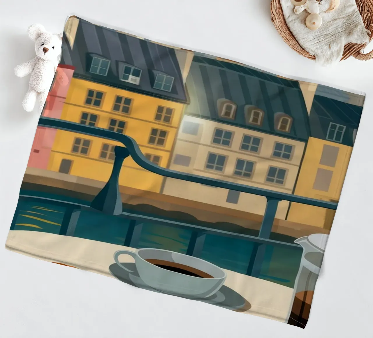 Riverside Coffee Morning fleece blanket by Lumina Vision