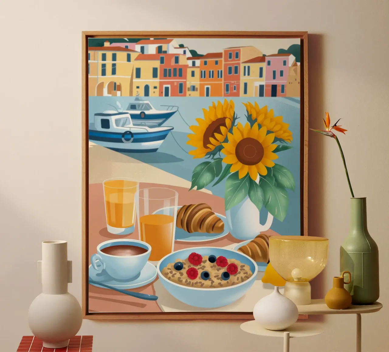 Sunflower Breakfast Joy canvas with Floater frame by Lumina Vision