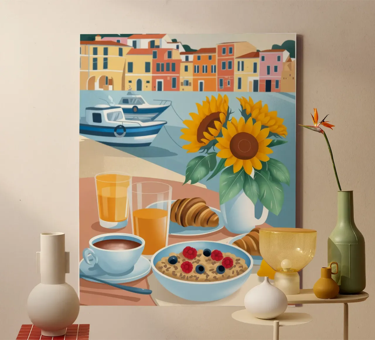 Sunflower Breakfast Joy canvas with Floater frame by Lumina Vision