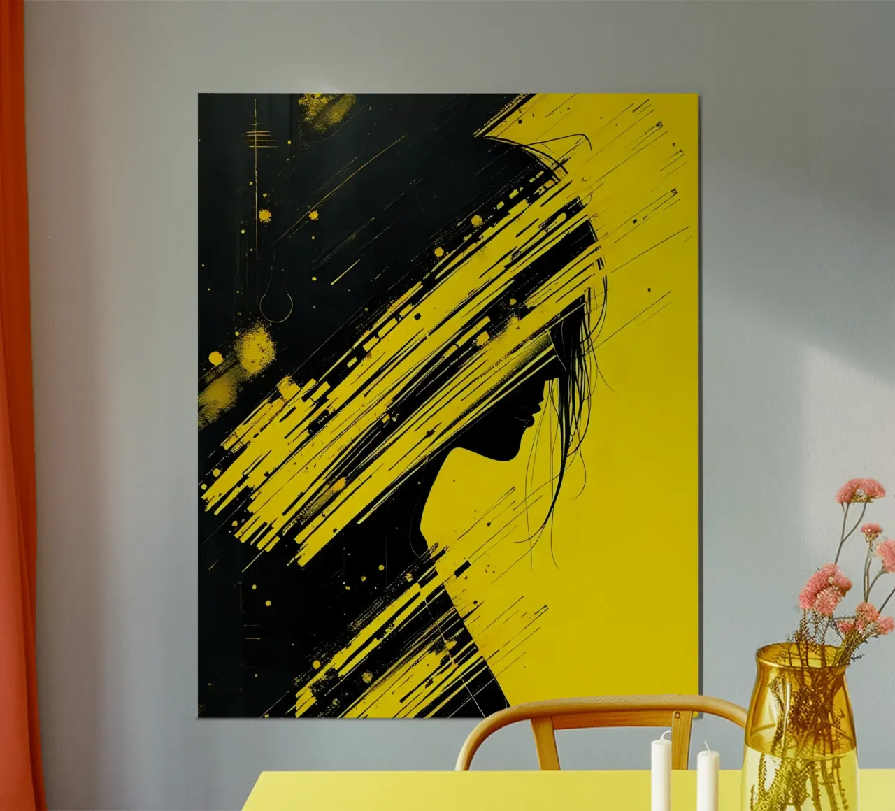 Ritratto_Stil_D_3 poster con telaio in plastica da schwarz-gelb by LK