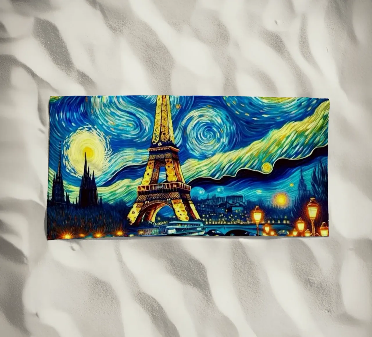 Parigi di notte telo mare da Waylons Studio