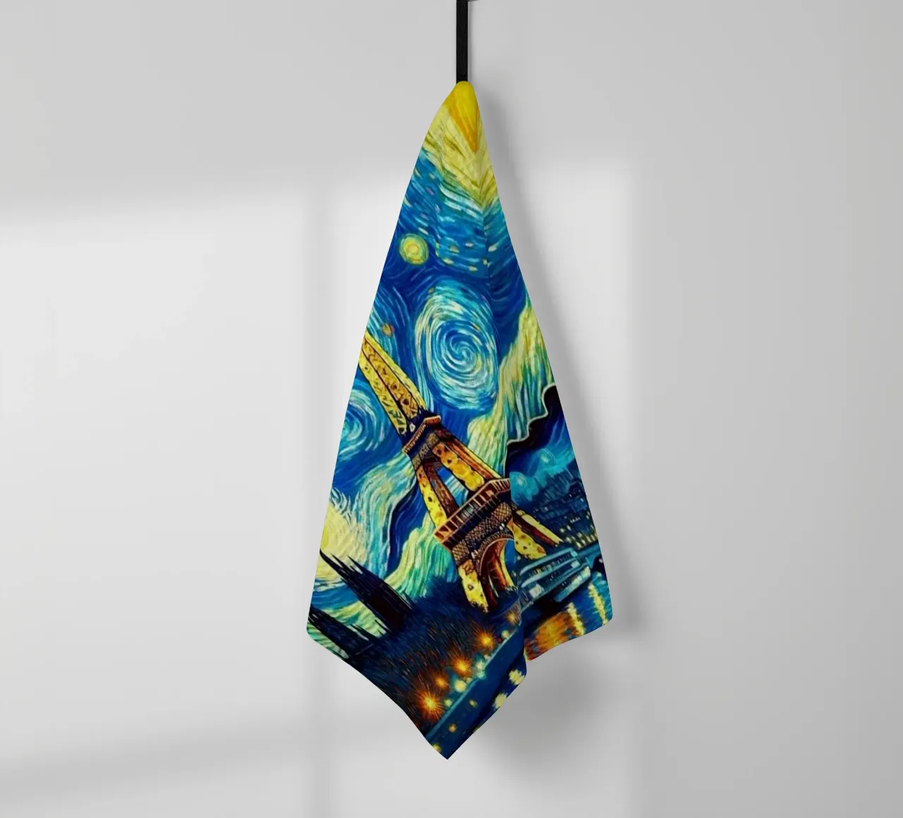 Paris in night tea towel by Waylons Studio