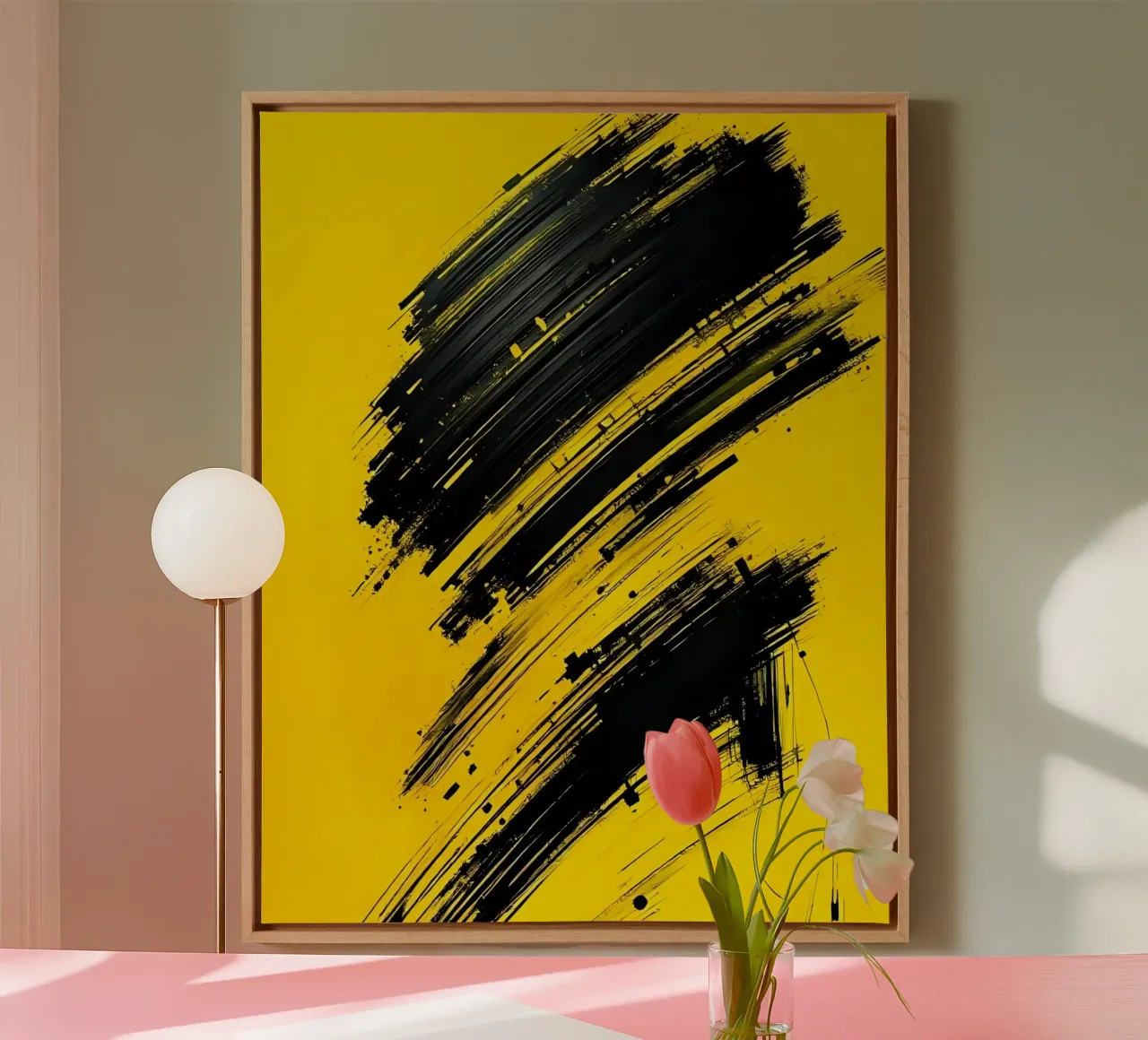 Porträt_Stil_D_5 Leinwand mit Schattenfugenrahmen von schwarz-gelb by LK