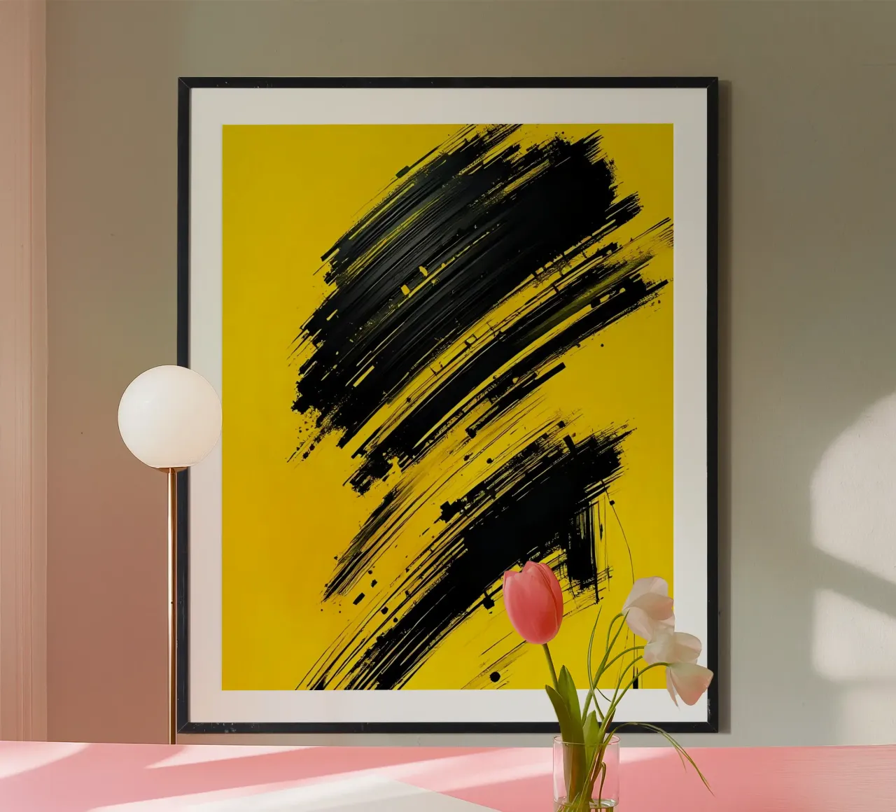 Ritratto_Stil_D_5 poster con telaio in plastica da schwarz-gelb by LK