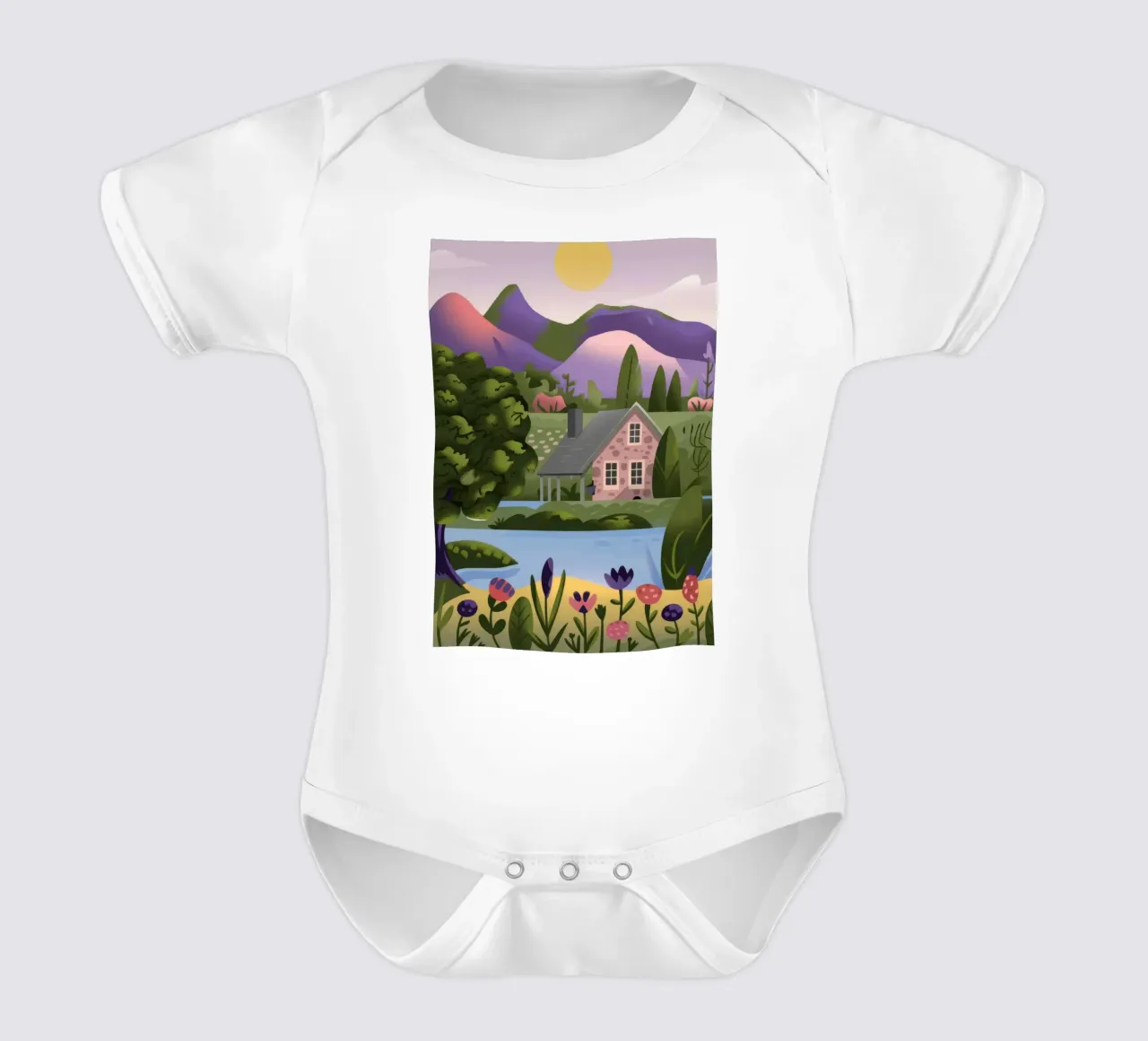 House Mountains and Trees body neonato maniche corte da Lumina Vision