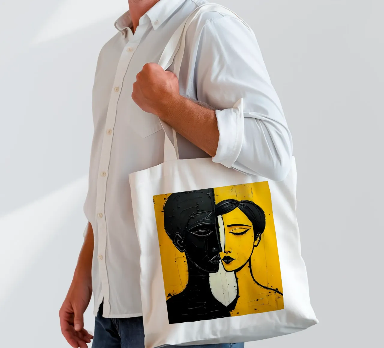 Ritratto_Stil_E_4 borsa in juta da schwarz-gelb by LK