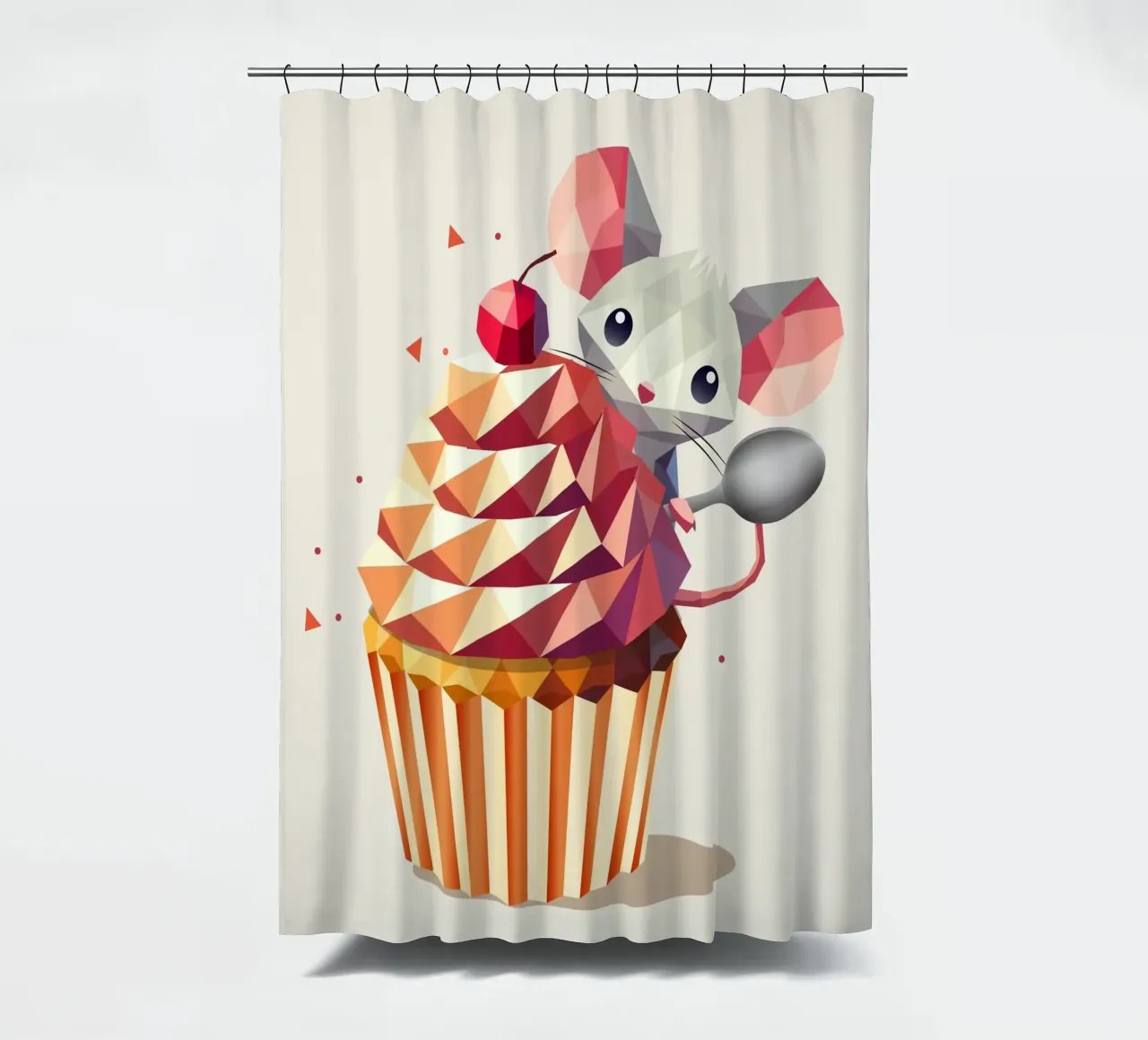 Cute mouse with cupcake - Lovely design for those with a sweet tooth shower curtain by namosh