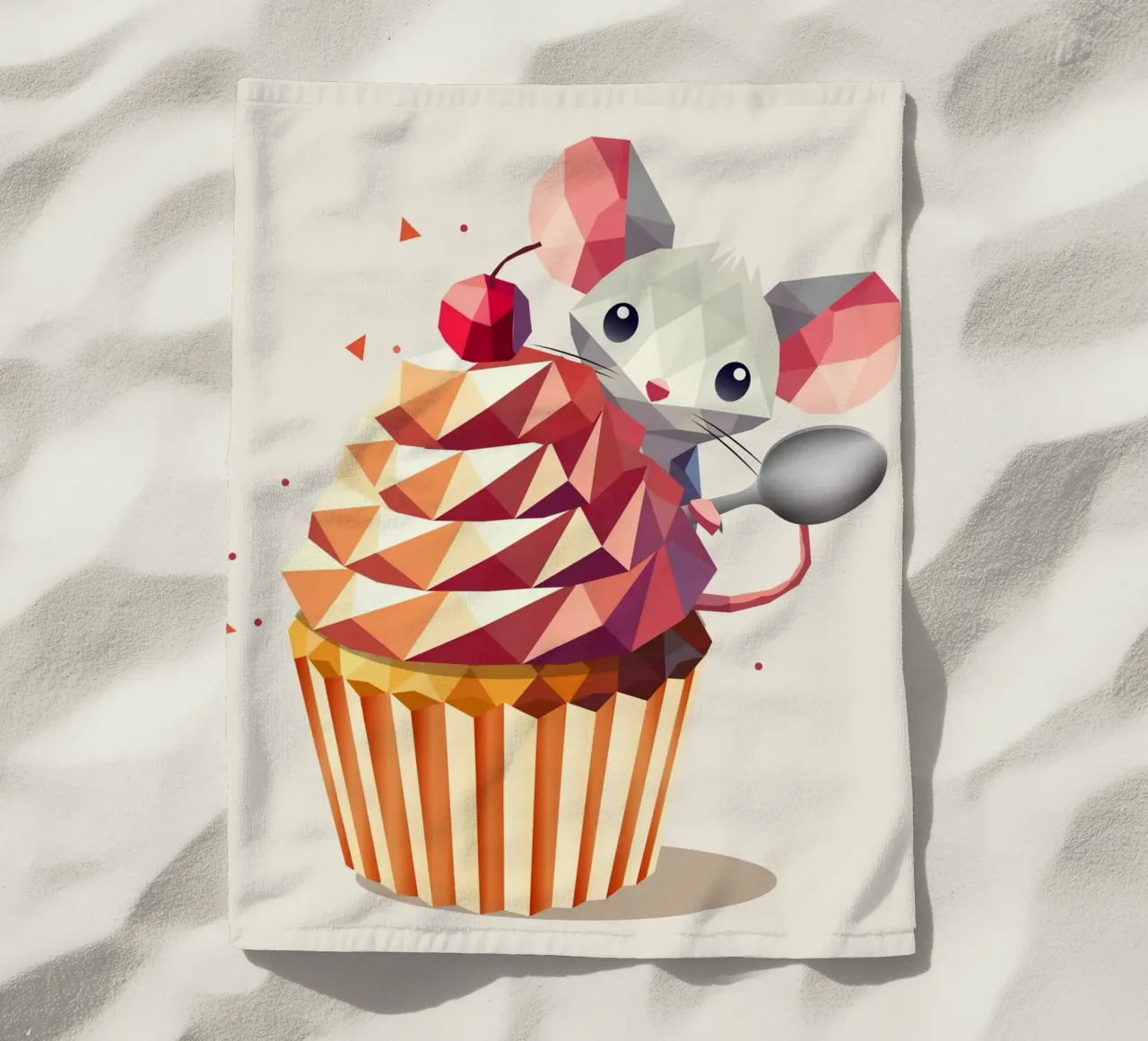 Simpatico topolino con cupcake - Un bel disegno per i più golosi telo mare da namosh