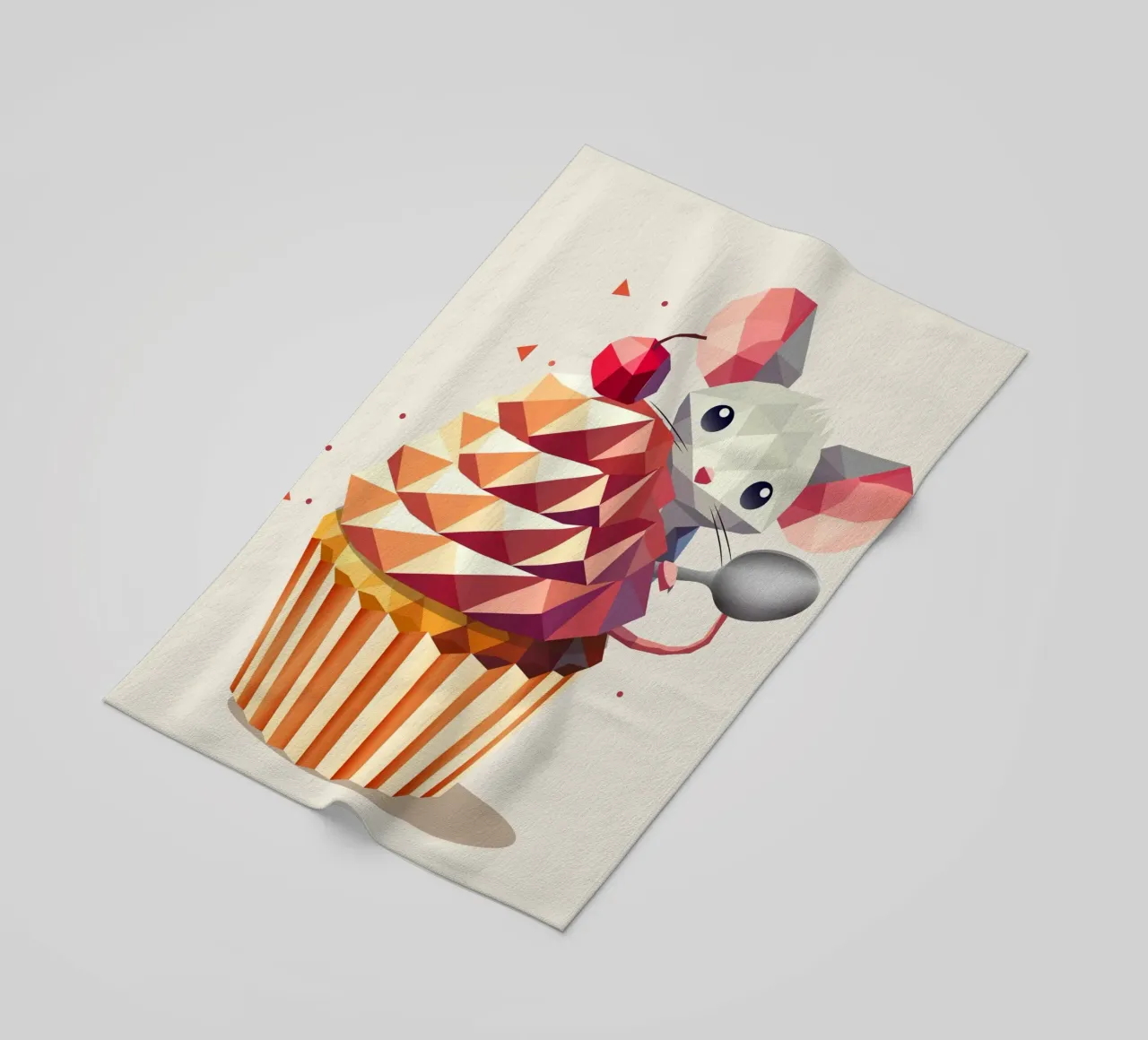 Simpatico topolino con cupcake - Un bel disegno per i più golosi telo mare da namosh