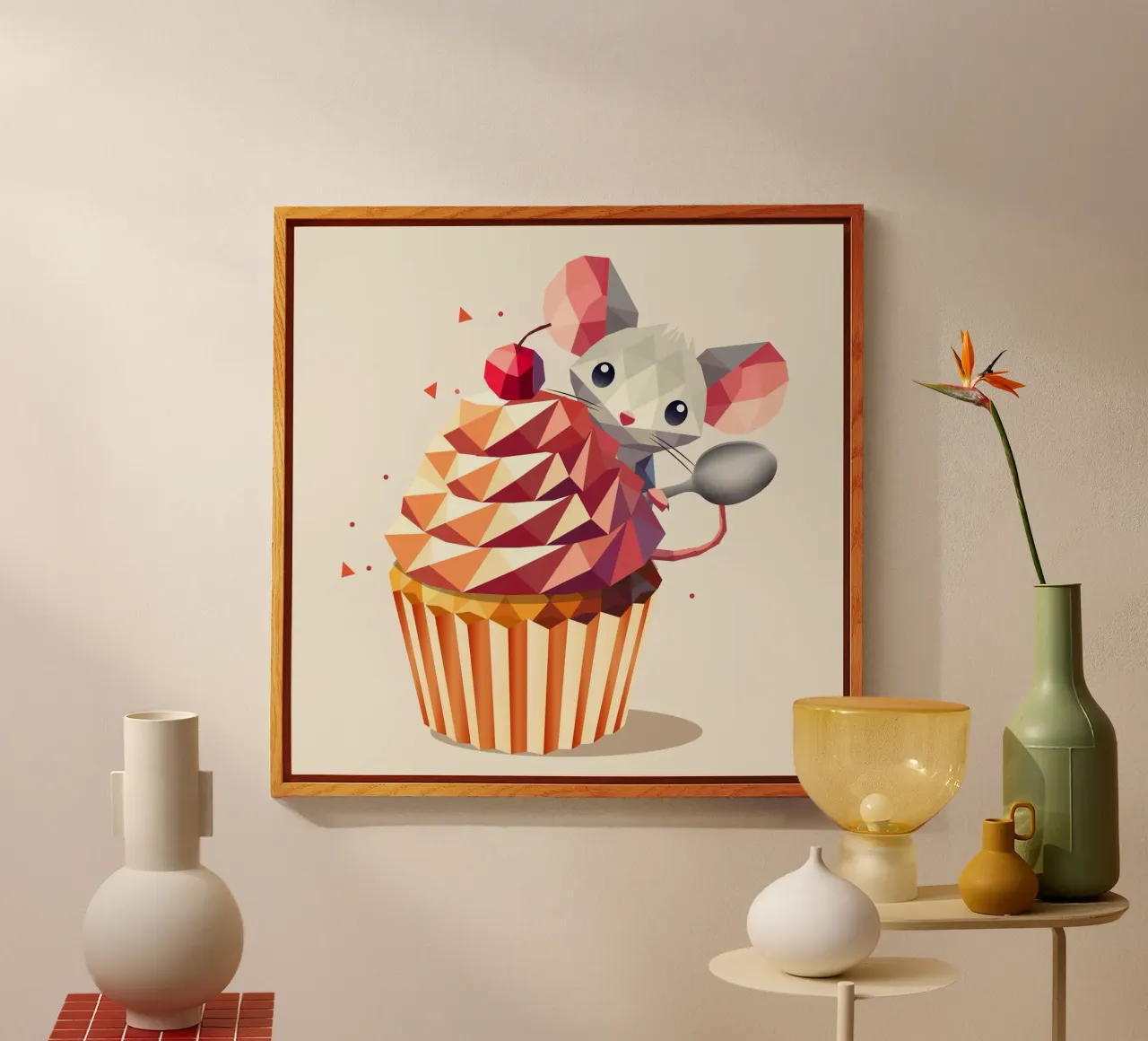 Mignonne souris avec un cupcake - Un design plein d'amour pour les gourmands plexiglas de namosh