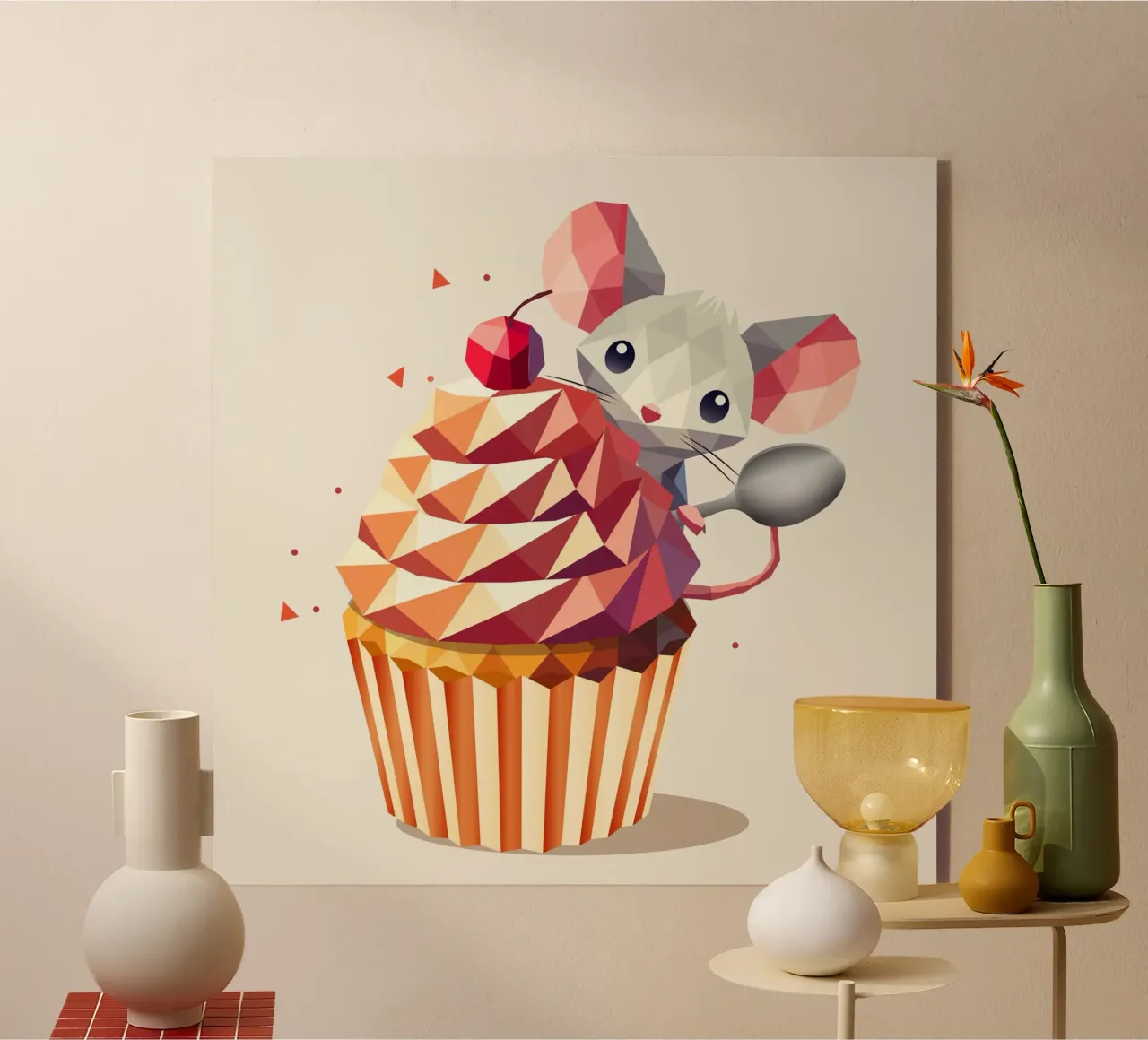 Mignonne souris avec un cupcake - Un design plein d'amour pour les gourmands plexiglas de namosh