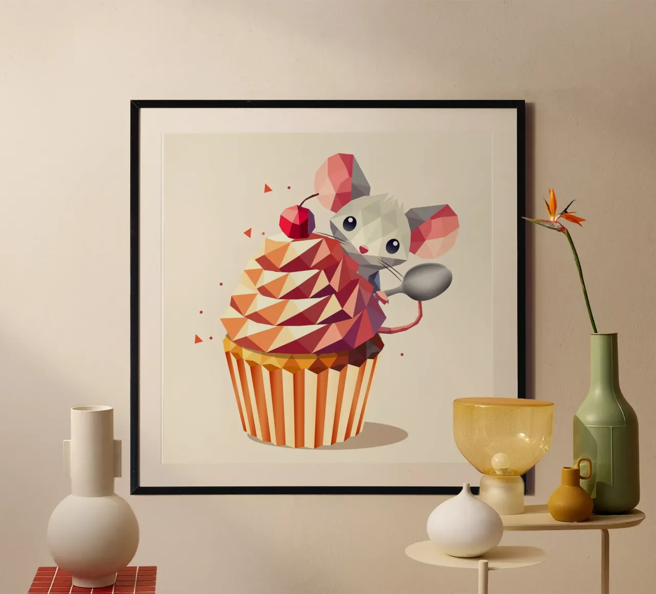 Cute mouse with cupcake - Lovely design for those with a sweet tooth hahnemühle by namosh