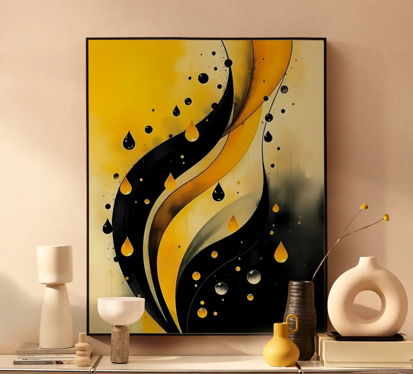 Druppels_5 acryl van schwarz-gelb by LK