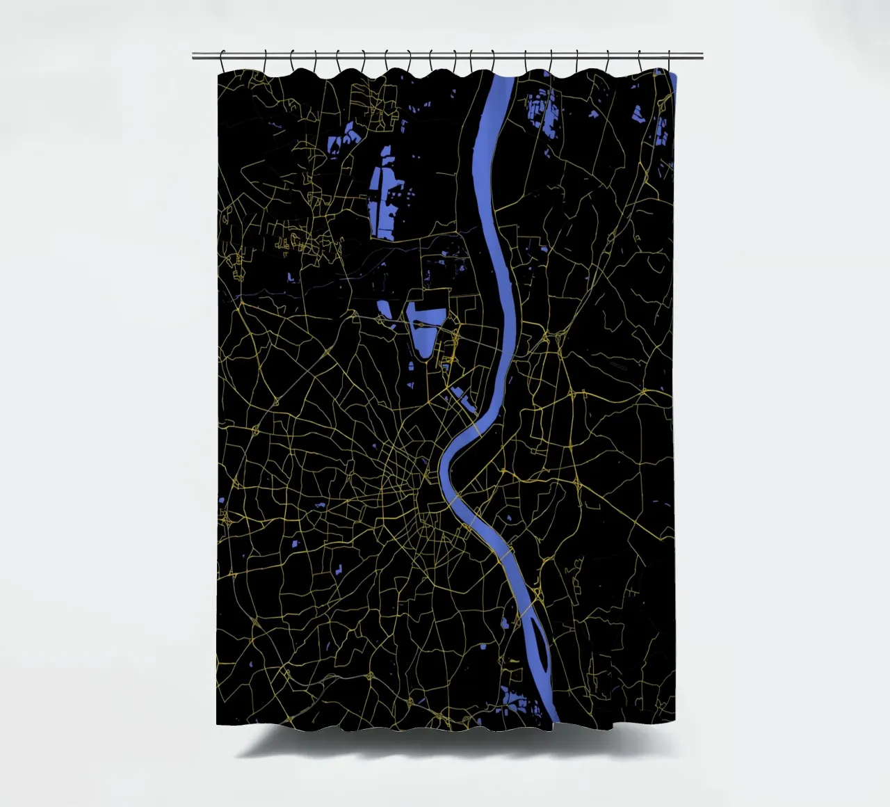 Bordeaux Francia - Mappa della città in nero e oro tenda da doccia da Cartographers Library