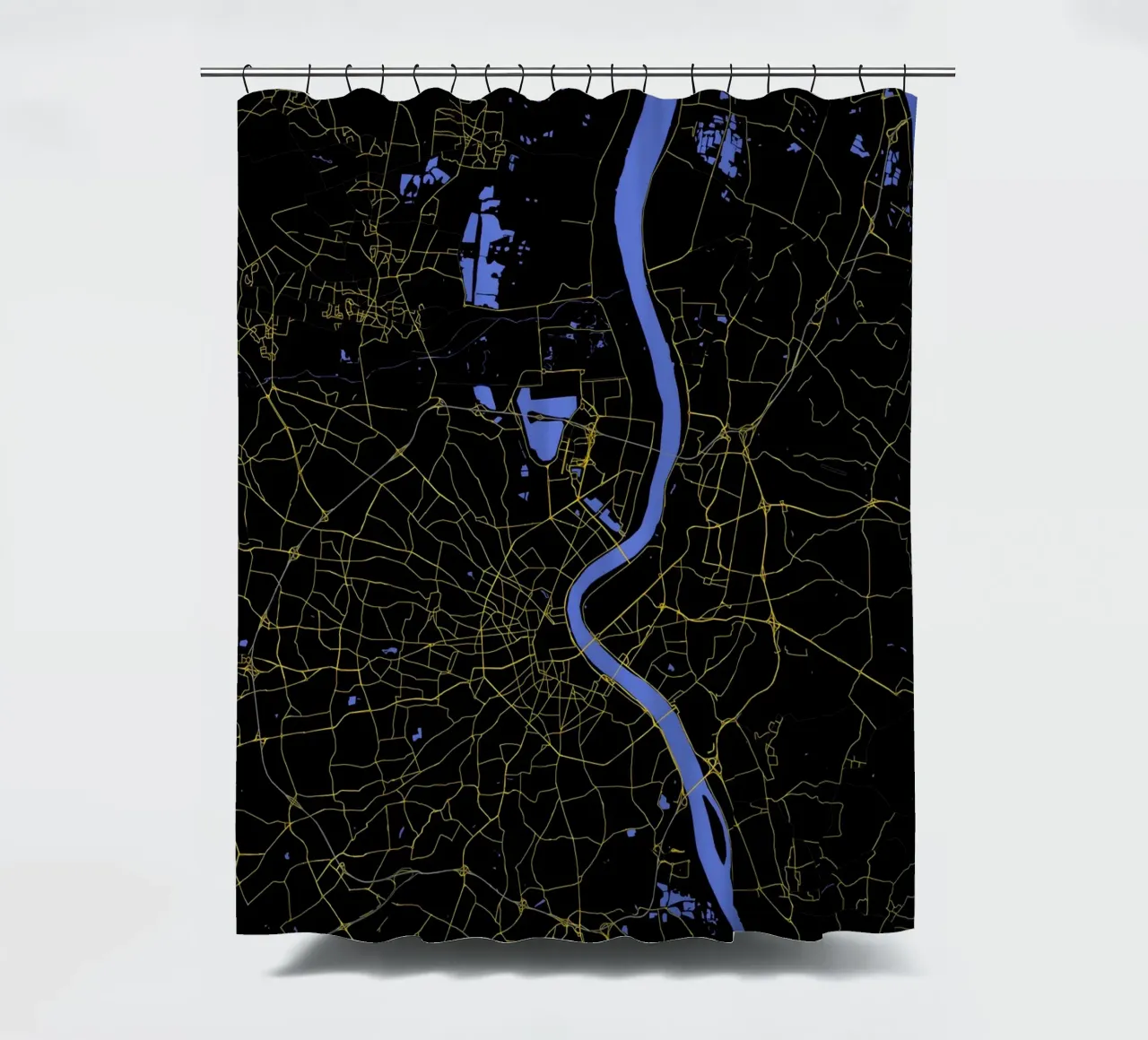 Bordeaux Francia - Mappa della città in nero e oro tenda da doccia da Cartographers Library