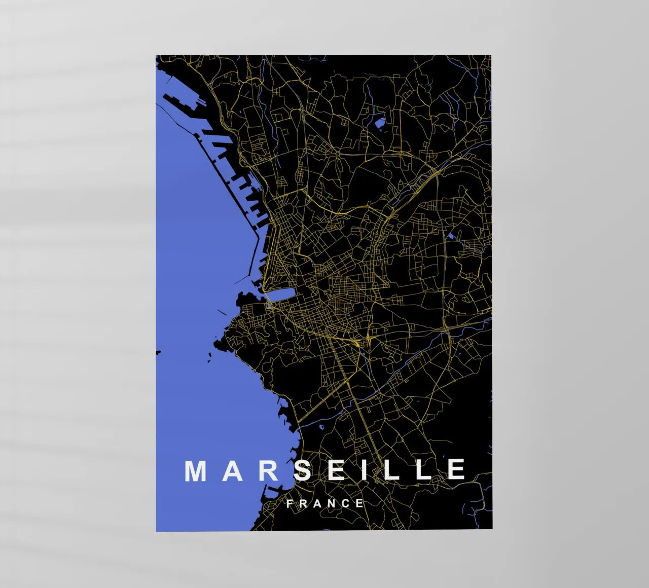 Marsiglia Francia - Mappa della città in nero e oro pellicola backlit da Cartographers Library
