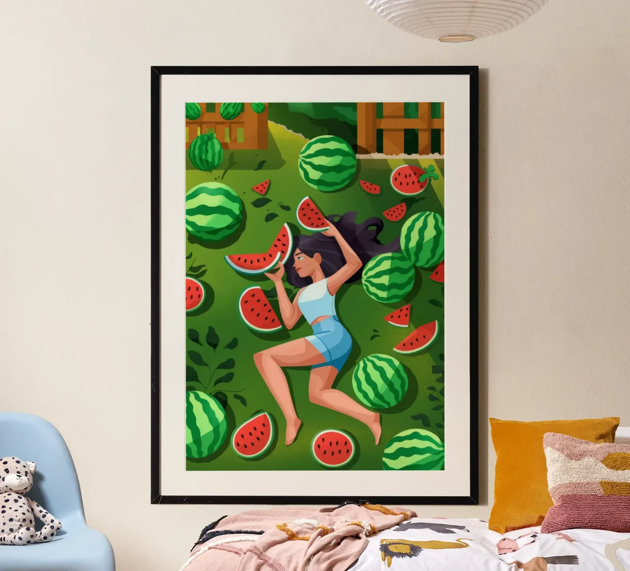 Sogno di sogno al melone poster con telaio in plastica da Lumina Vision