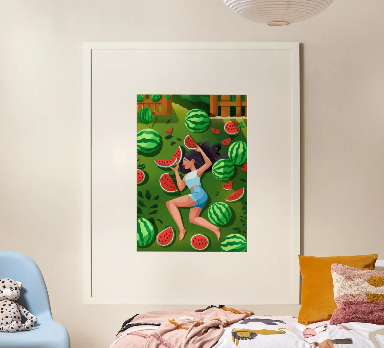 Sogno di sogno al melone poster con telaio in plastica da Lumina Vision