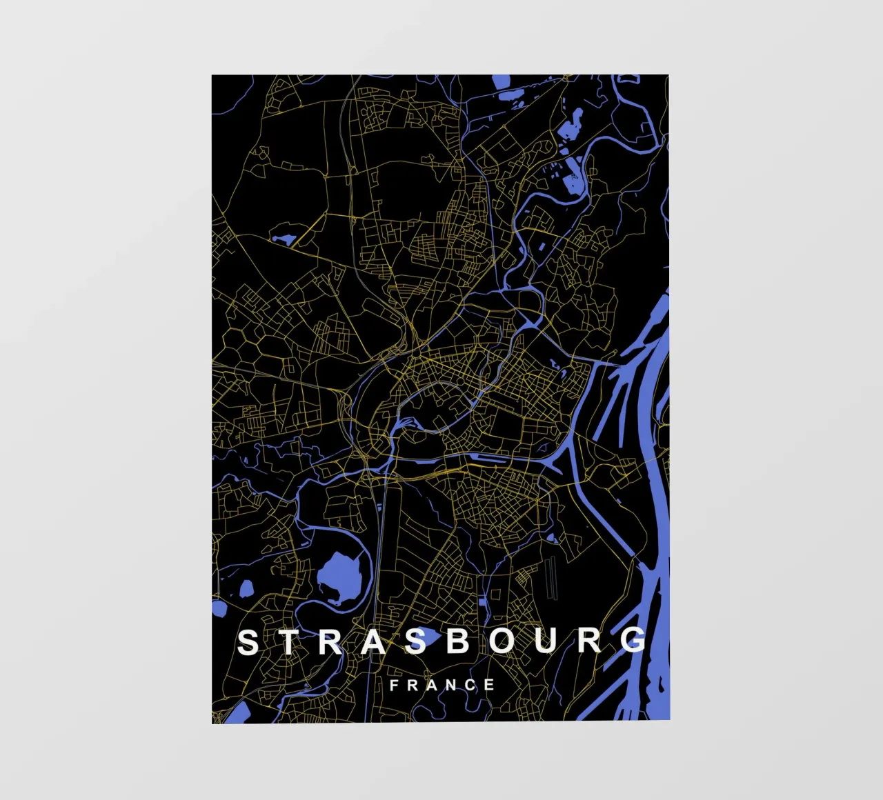 Strasburgo Francia - Mappa della città in nero e oro telo in pvc da Cartographers Library