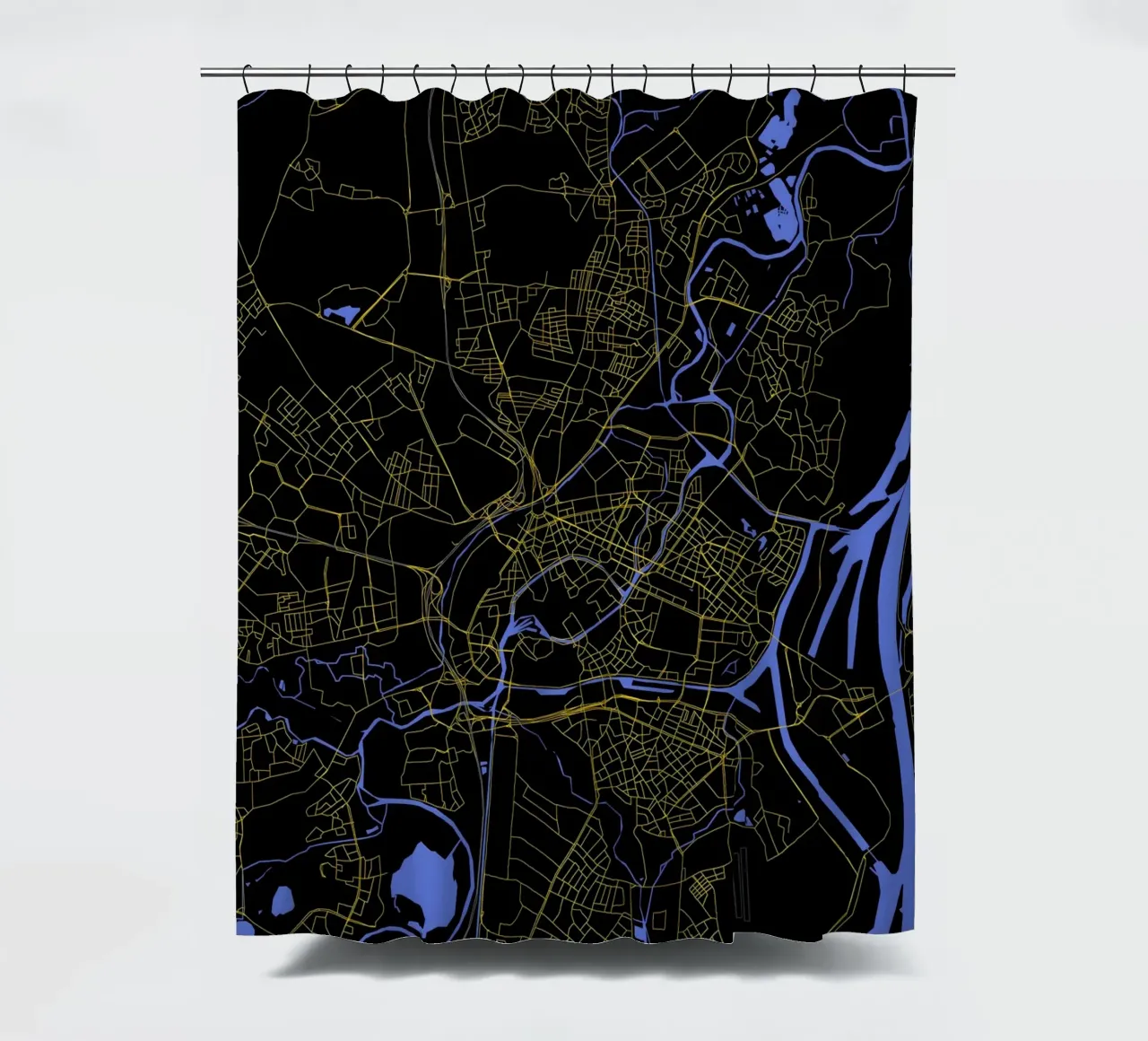 Strasburgo Francia - Mappa della città in nero e oro tenda da doccia da Cartographers Library
