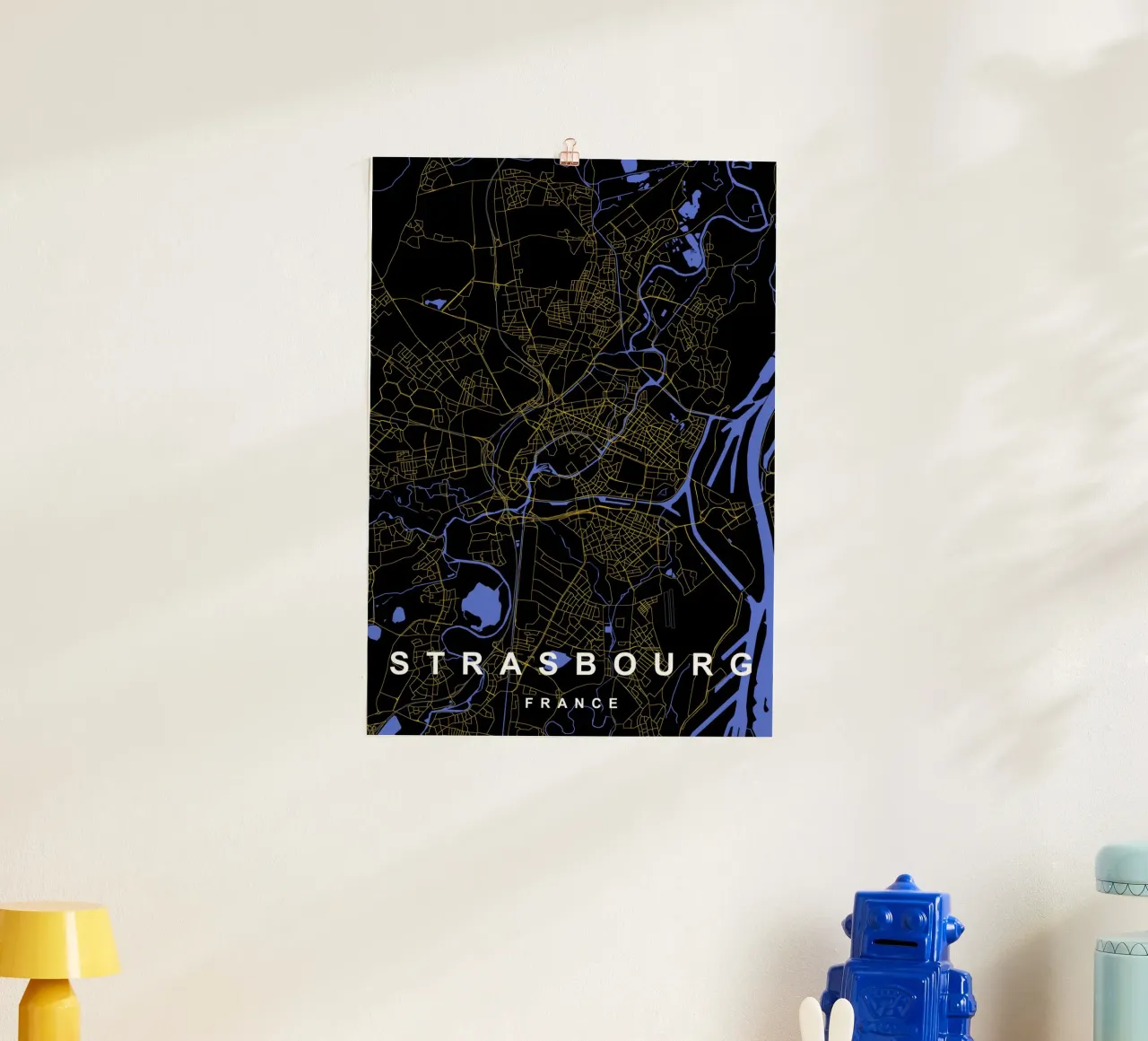 Strasburgo Francia - Mappa della città in nero e oro carta hahnemühle da Cartographers Library
