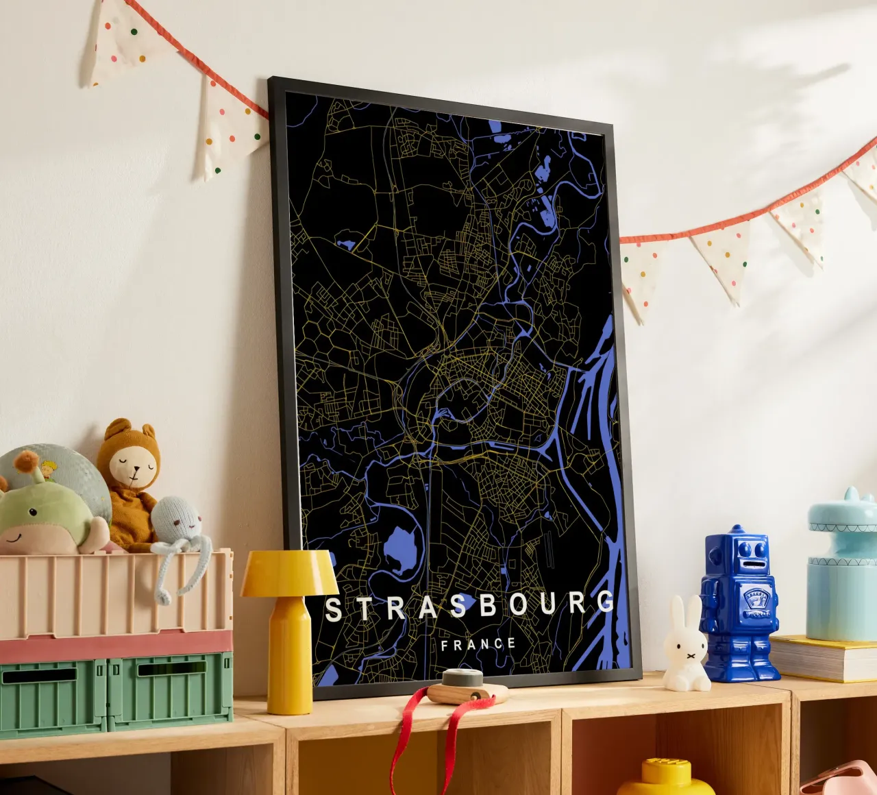 Strasburgo Francia - Mappa della città in nero e oro carta hahnemühle da Cartographers Library