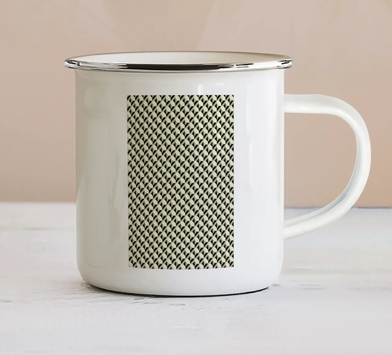 Motivo geometrico in bianco e nero tazza in smalto da Little Dean