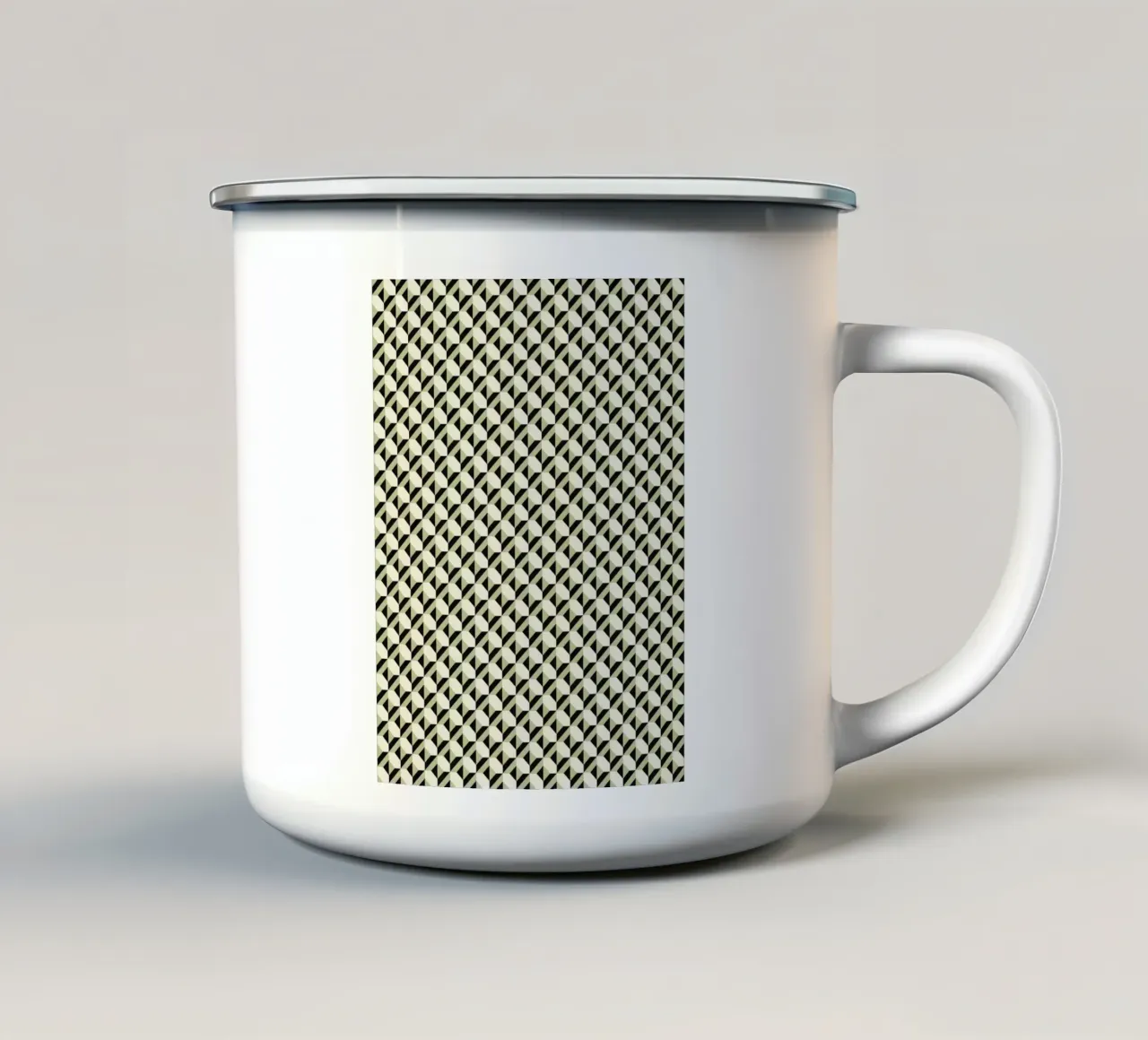 Motivo geometrico in bianco e nero tazza in smalto da Little Dean