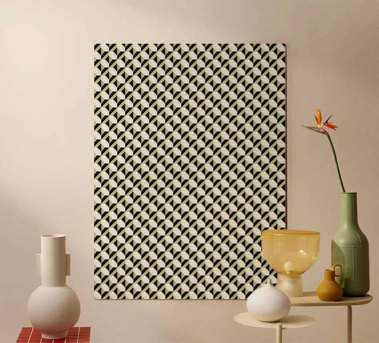 Geometrisches Muster in Schwarz und Weiß Hahnemühle von Little Dean