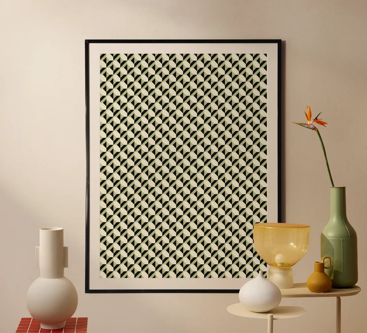 Geometrisches Muster in Schwarz und Weiß Hahnemühle von Little Dean