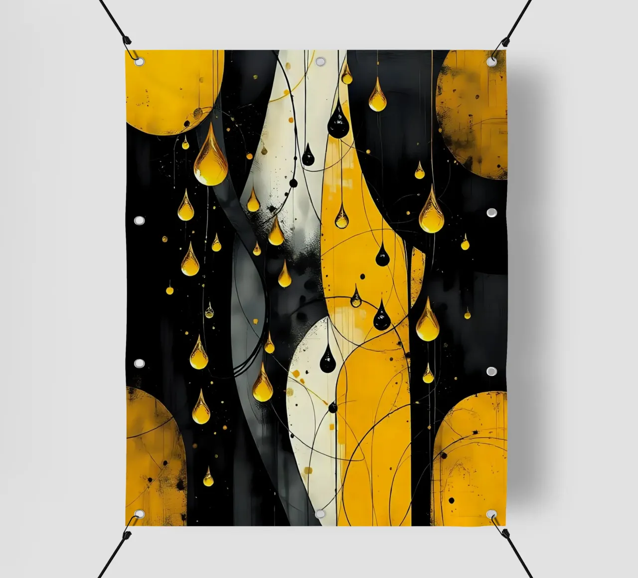 Gocce_10 telo in pvc da schwarz-gelb by LK