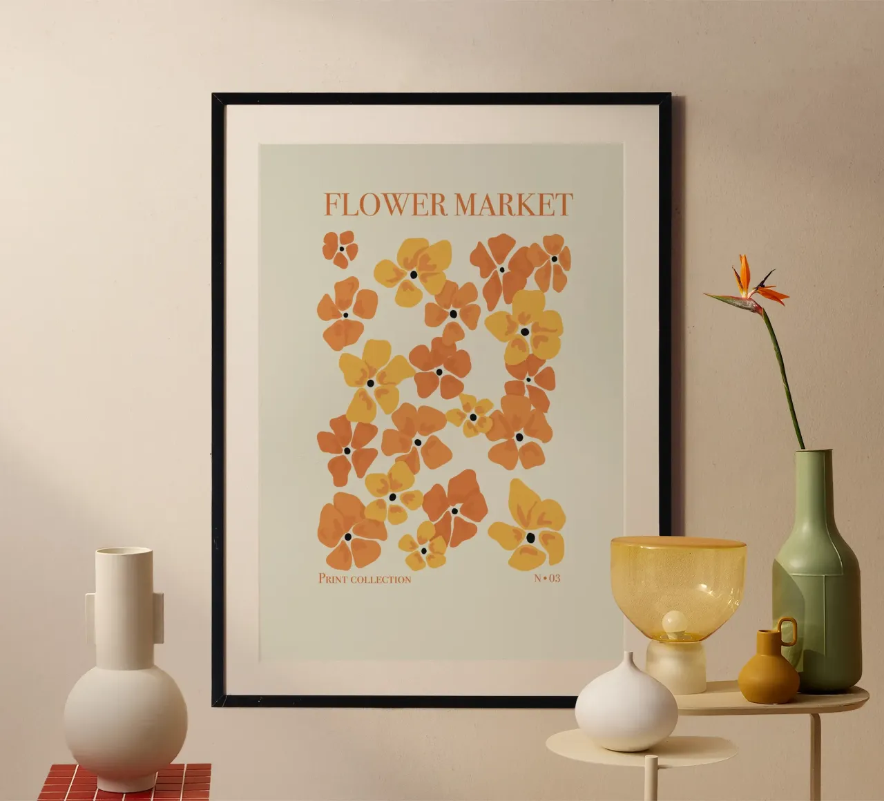 Mercato dei fiori 3 poster con telaio in alluminio da Sixmai