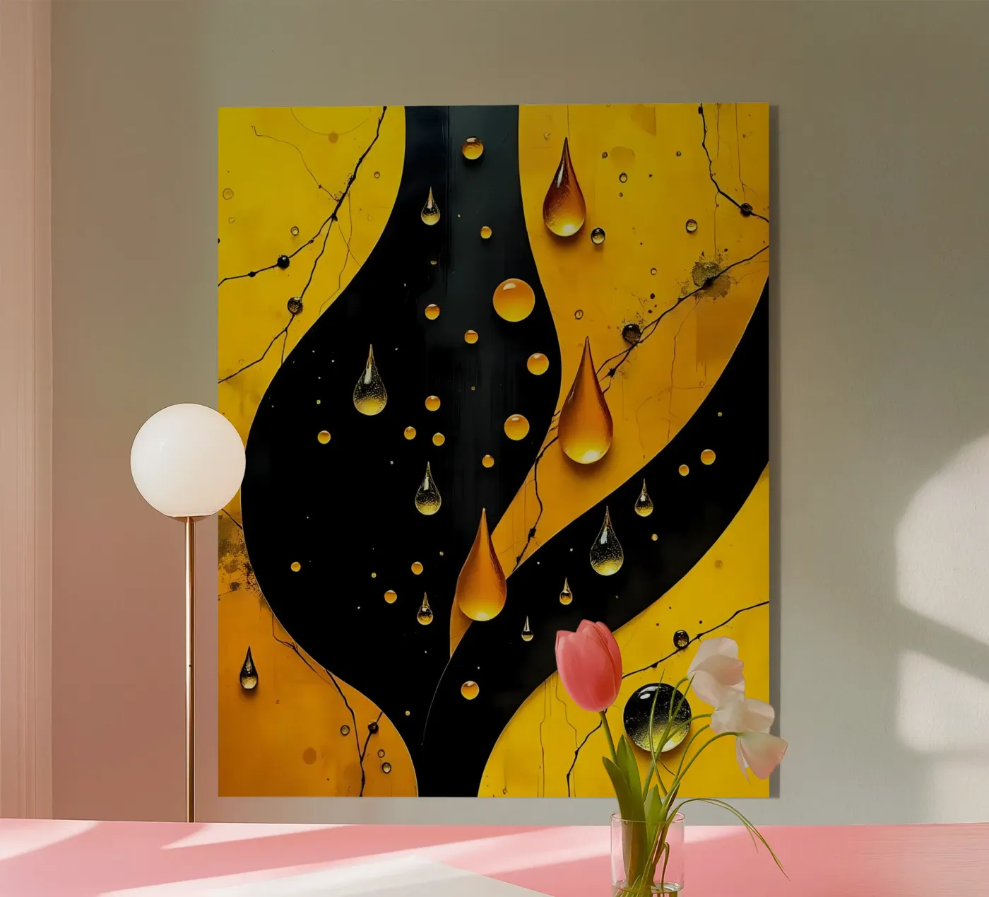 Drops_11 Acryl-Glas von schwarz-gelb by LK