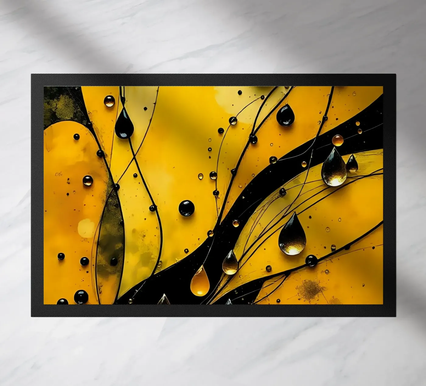 Drops_12 Fußmatte von schwarz-gelb by LK