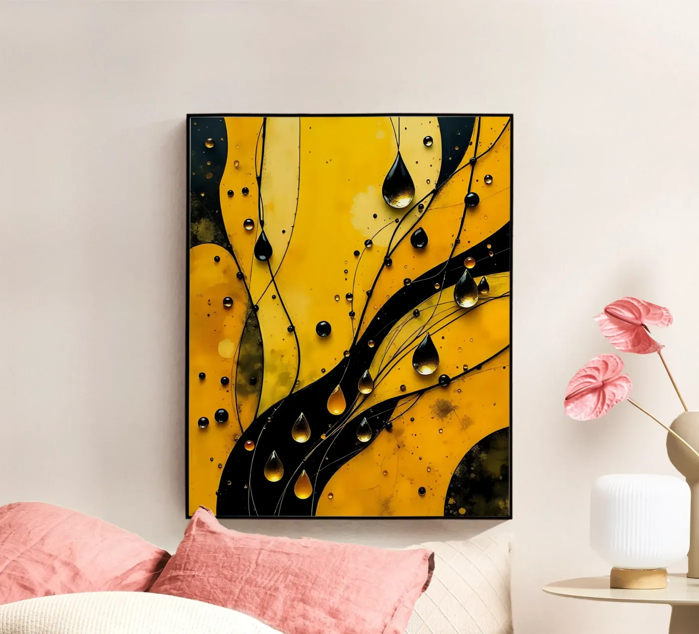 Drops_12 Acryl-Glas von schwarz-gelb by LK