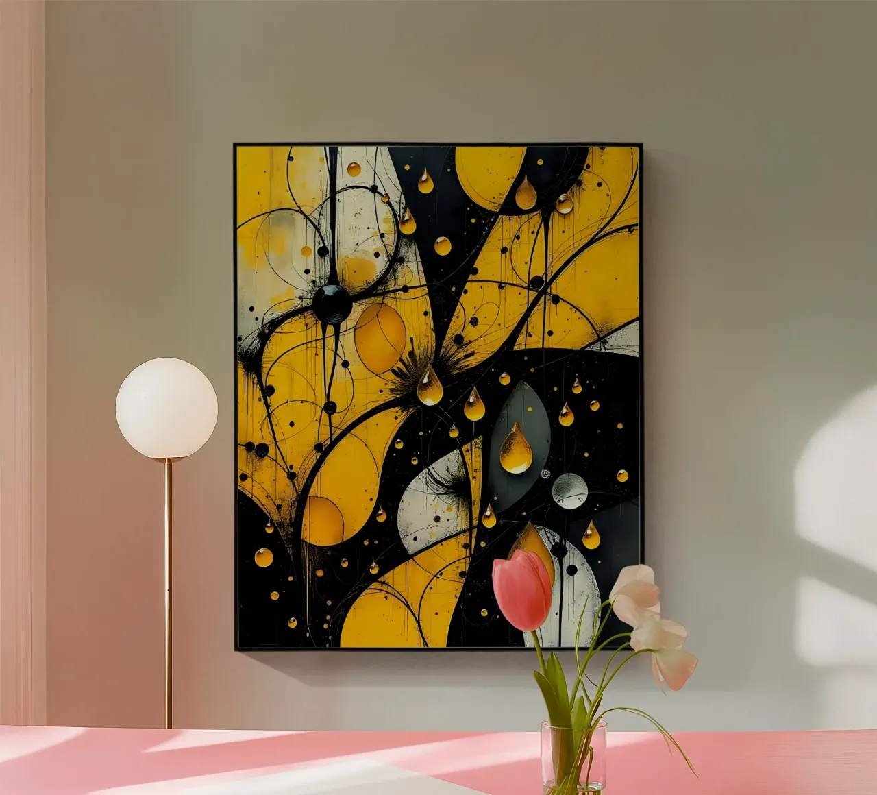 Tropfen_13 Acryl-Glas von schwarz-gelb by LK