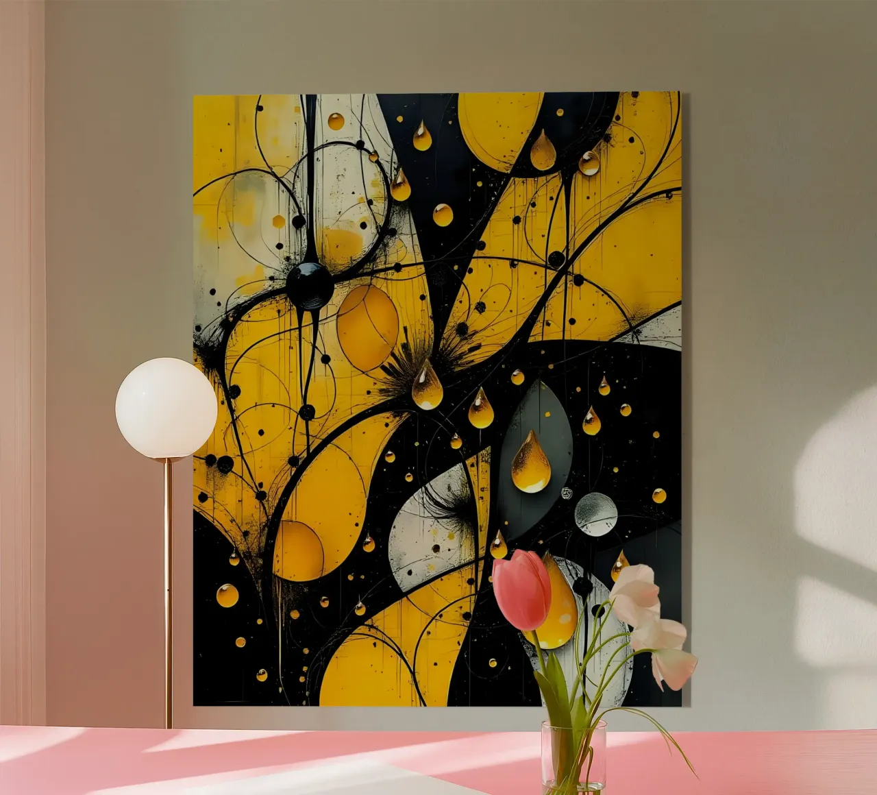 Tropfen_13 Acryl-Glas von schwarz-gelb by LK