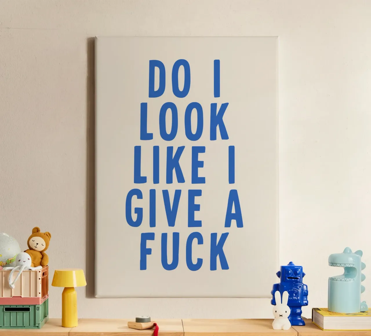Do I Look Like I Give A Fuck tela con Cornice a cassetta da WORD & WONDER
