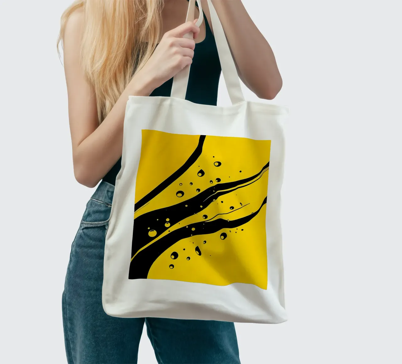 Gocce_15 borsa in juta da schwarz-gelb by LK