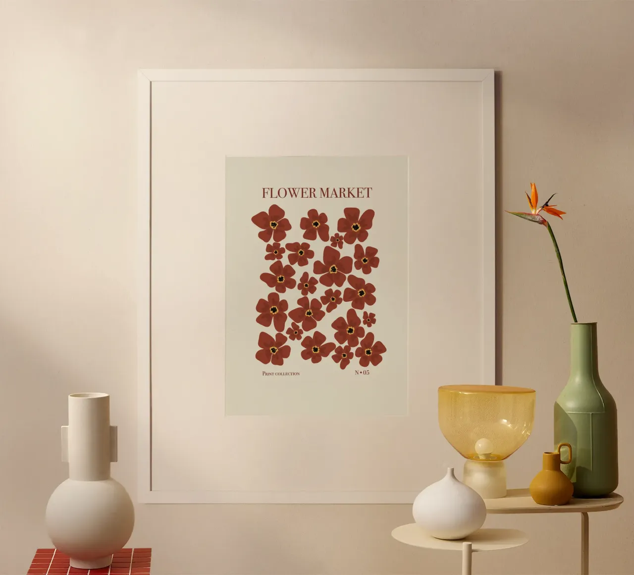 Mercato dei fiori 5 poster con telaio in legno da Sixmai